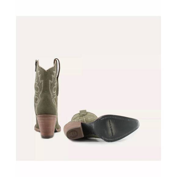 NEW BUCK & BRANA women's brooke leather cowgirl boots in olive - Picture 9 of 9